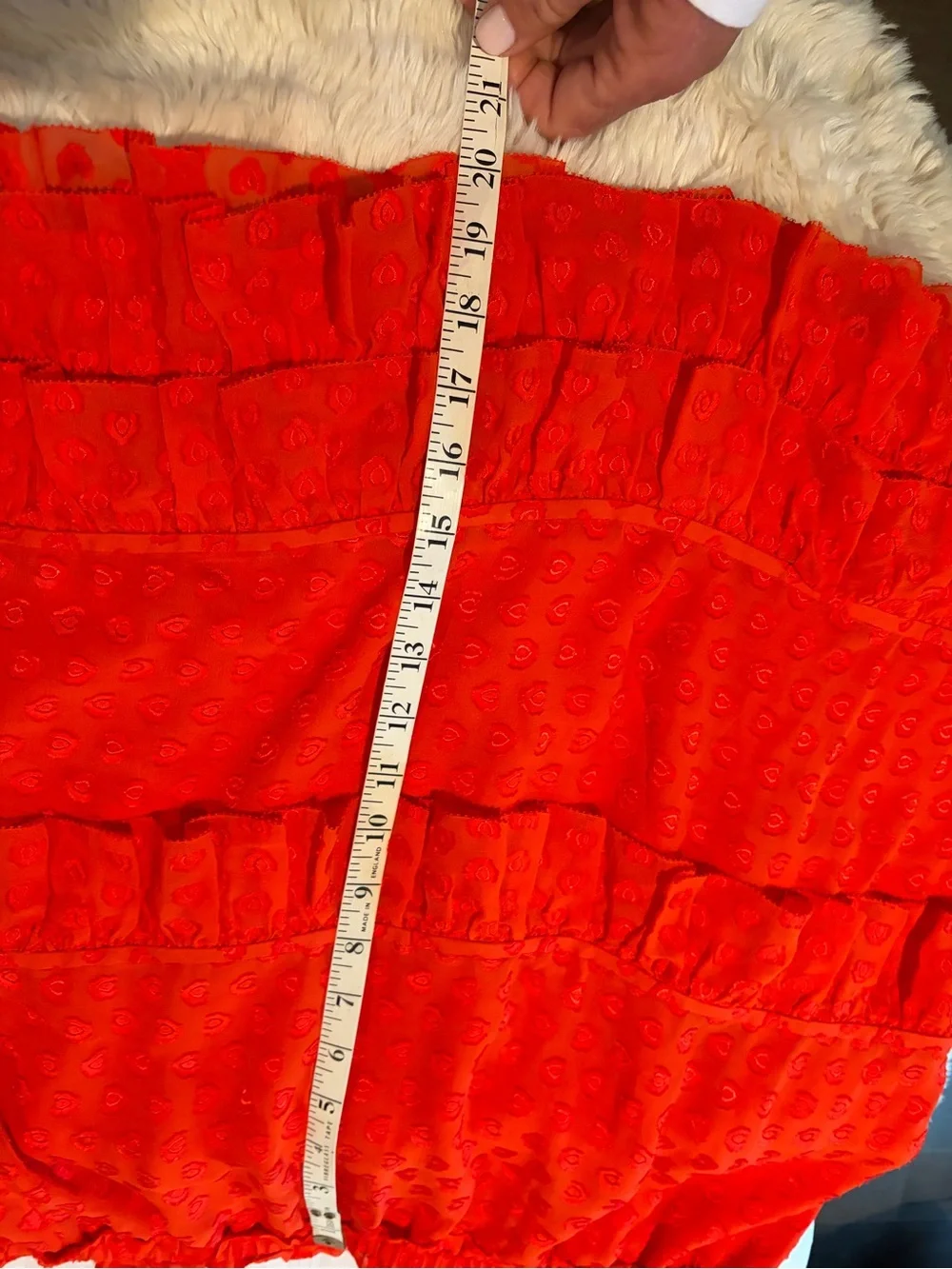Tory Burch Red Ruffle Tiered Mini Skirt xl